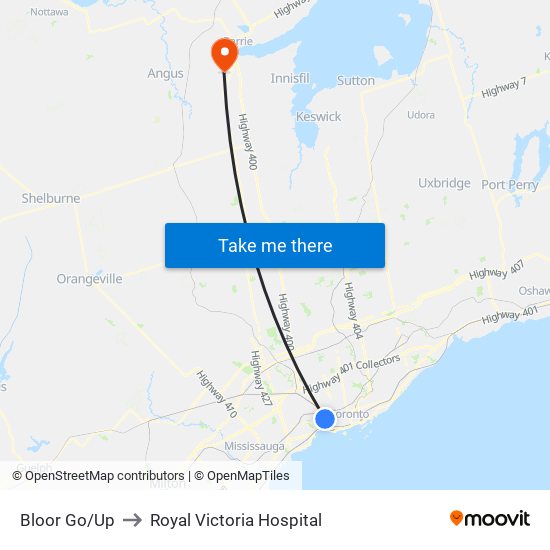 Bloor Go/Up to Royal Victoria Hospital map