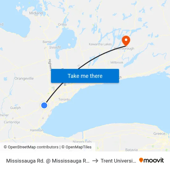 Mississauga Rd. @ Mississauga Rd. to Trent University map