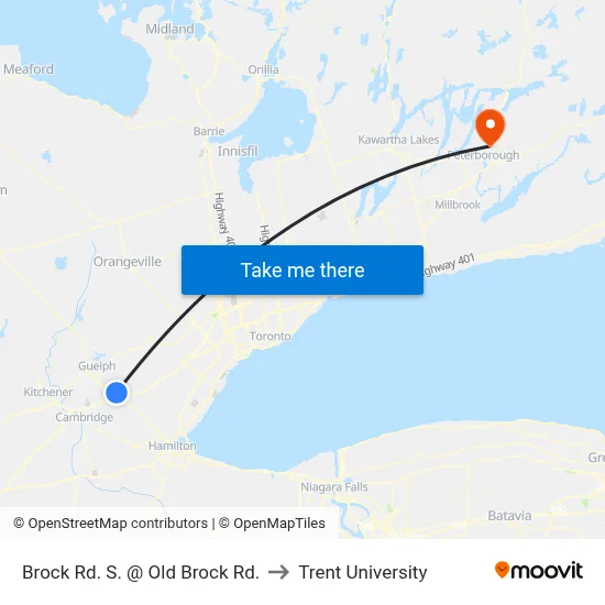 Brock Rd. S. @ Old Brock Rd. to Trent University map