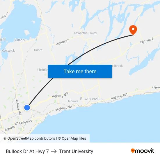 Bullock Dr At Hwy 7 to Trent University map