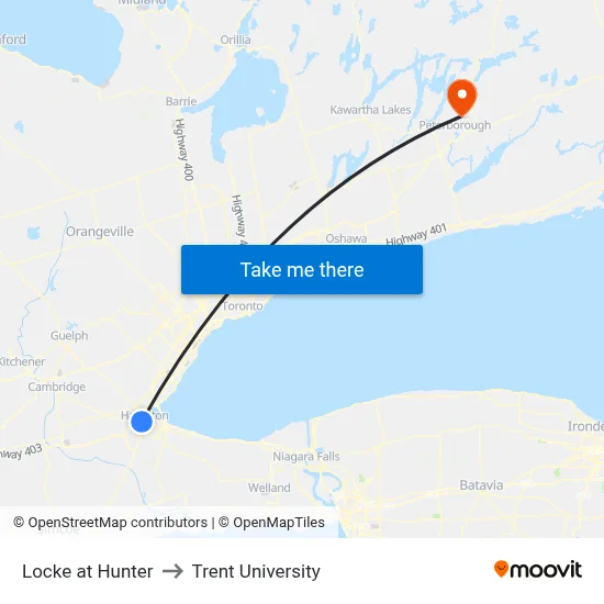Locke at Hunter to Trent University map
