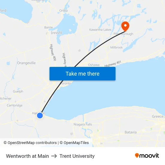 Wentworth at Main to Trent University map