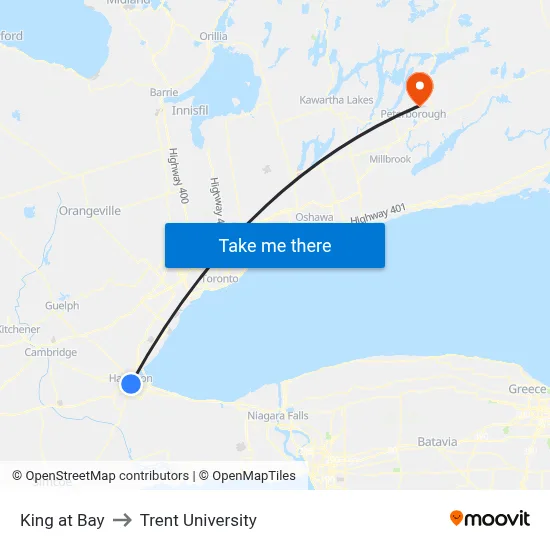 King at Bay to Trent University map