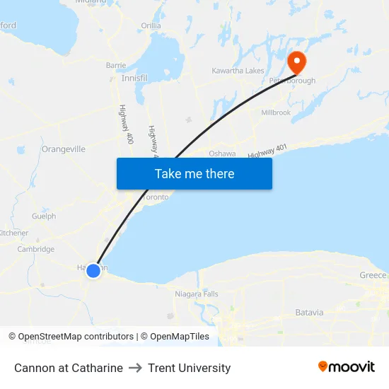 Cannon at Catharine to Trent University map