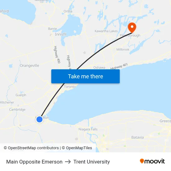 Main Opposite Emerson to Trent University map