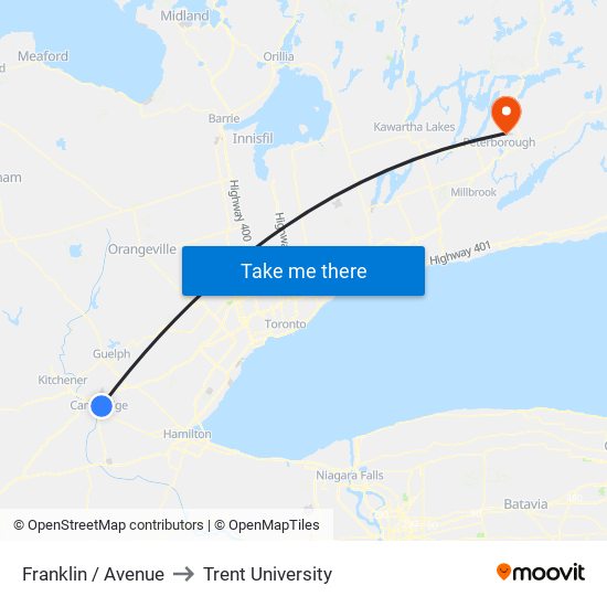 Franklin / Avenue to Trent University map