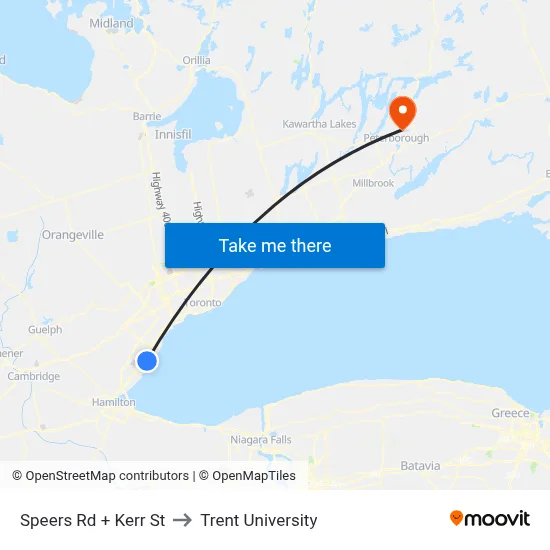 Speers Rd + Kerr St to Trent University map
