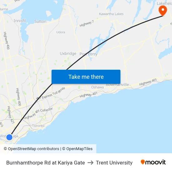 Burnhamthorpe Rd at Kariya Gate to Trent University map
