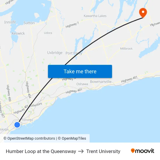 Humber Loop at the Queensway to Trent University map