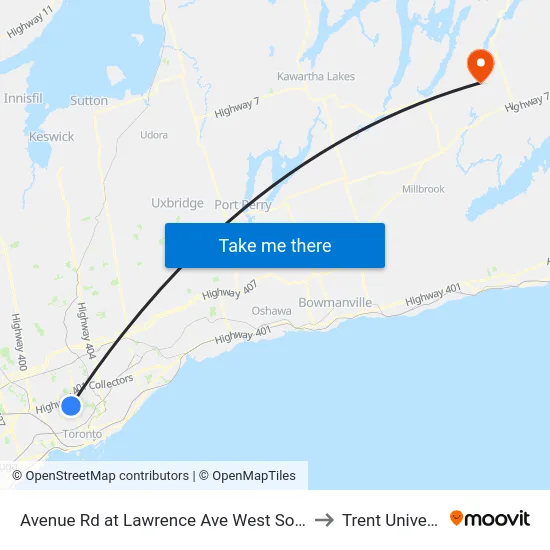 Avenue Rd at Lawrence Ave West South Side to Trent University map