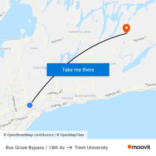 Box Grove Bypass / 14th Av to Trent University map