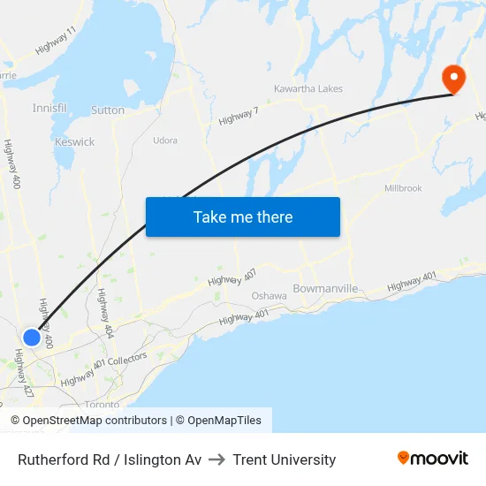 Rutherford Rd / Islington Av to Trent University map
