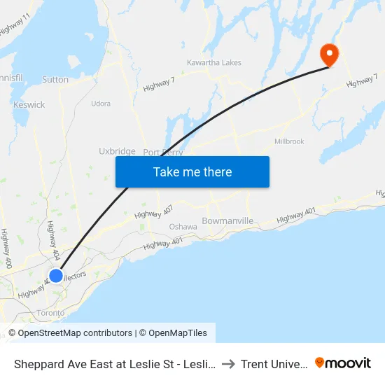 Sheppard Ave East at Leslie St - Leslie Station to Trent University map