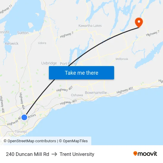 240 Duncan Mill Rd to Trent University map