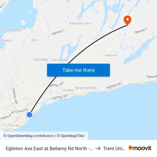 Eglinton Ave East at Bellamy Rd North - Eglinton Go Station to Trent University map