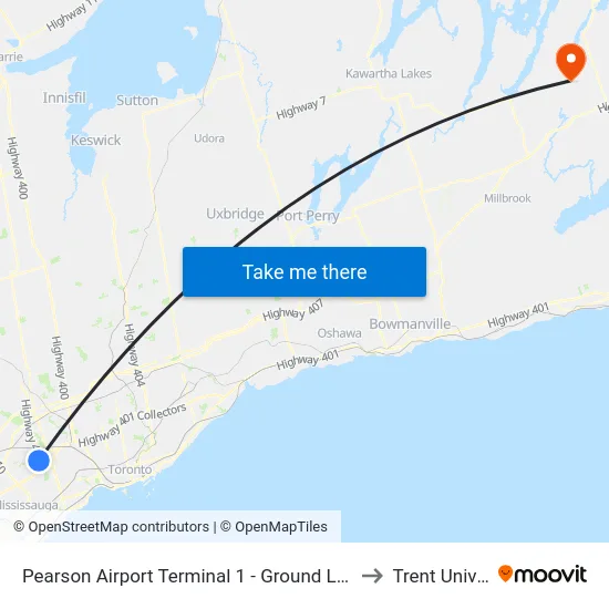 Pearson Airport Terminal 1 - Ground Level Column R4 to Trent University map