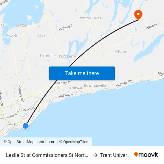 Leslie St at Commissioners St North Side to Trent University map