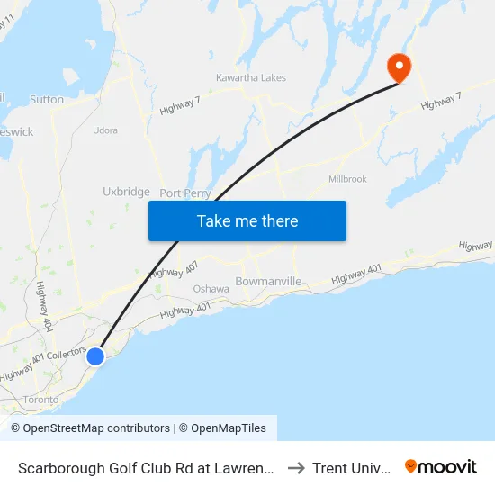 Scarborough Golf Club Rd at Lawrence Ave East to Trent University map