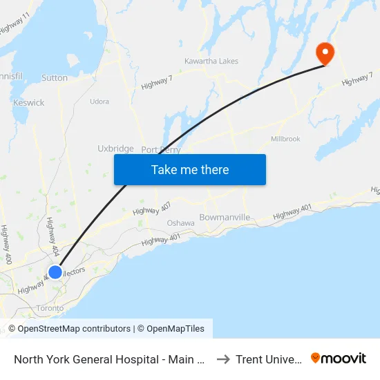 North York General Hospital - Main Entrance to Trent University map
