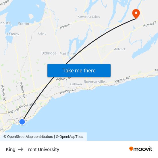 King to Trent University map