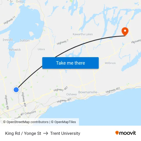 King Rd / Yonge St to Trent University map