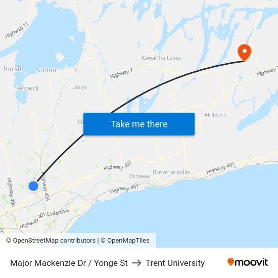 Major Mackenzie Dr / Yonge St to Trent University map