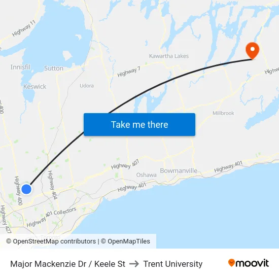 Major Mackenzie Dr / Keele St to Trent University map