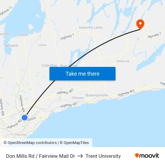 Don Mills Rd / Fairview Mall Dr to Trent University map