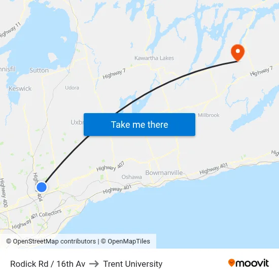 Rodick Rd / 16th Av to Trent University map