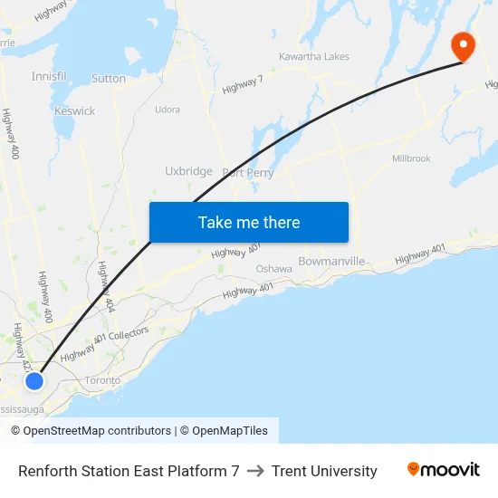 Renforth Station East Platform 7 to Trent University map