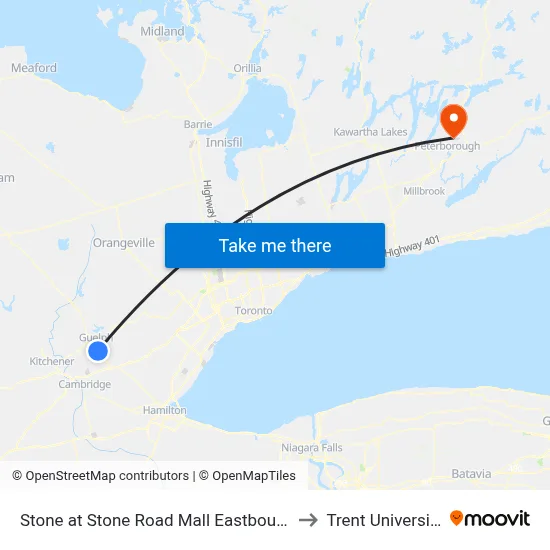 Stone at Stone Road Mall Eastbound to Trent University map