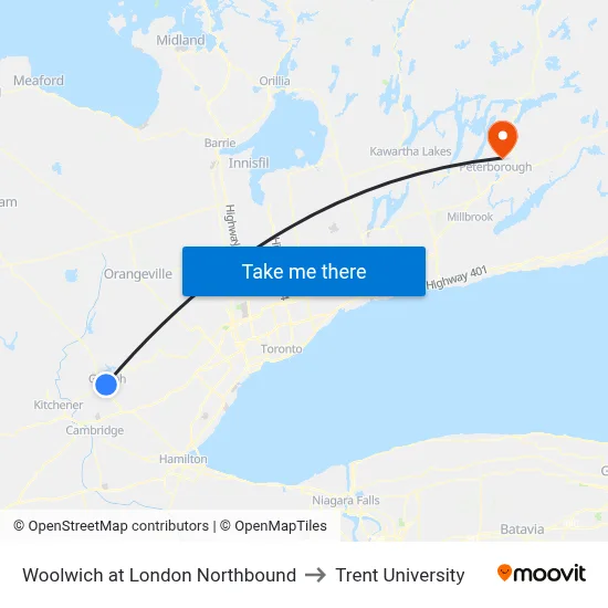 Woolwich at London Northbound to Trent University map