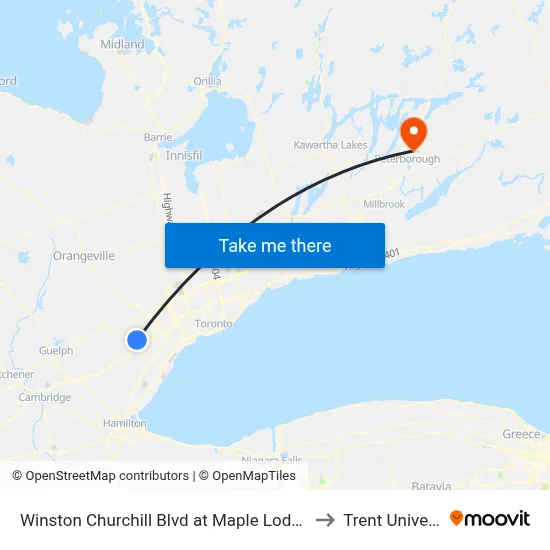 Winston Churchill Blvd at Maple Lodge Farms to Trent University map