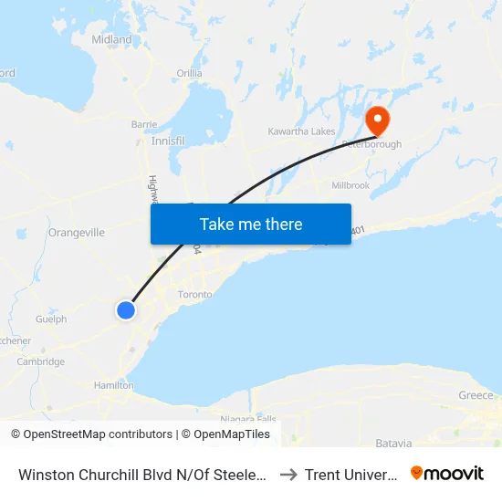 Winston Churchill Blvd N/Of Steeles Ave to Trent University map
