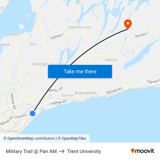 Military Trail @ Pan AM to Trent University map