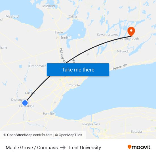 Maple Grove / Compass to Trent University map