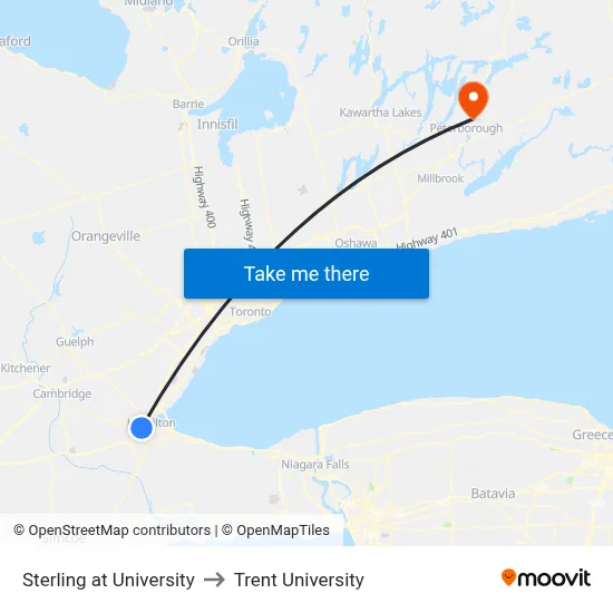 Sterling at University to Trent University map