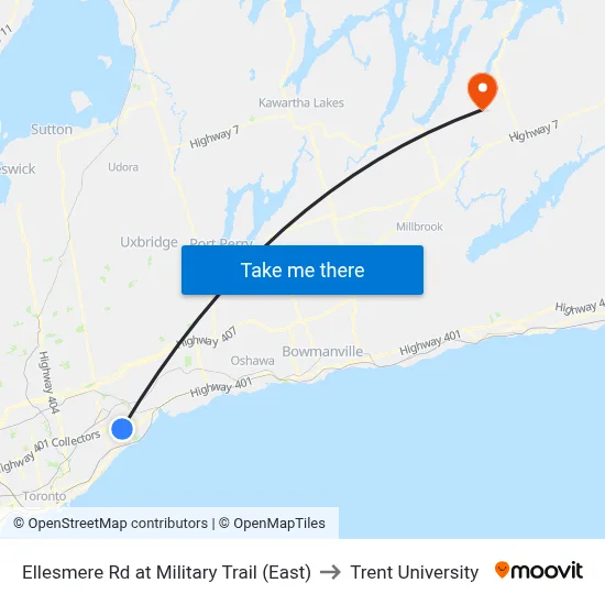 Ellesmere Rd at Military Trail (East) to Trent University map