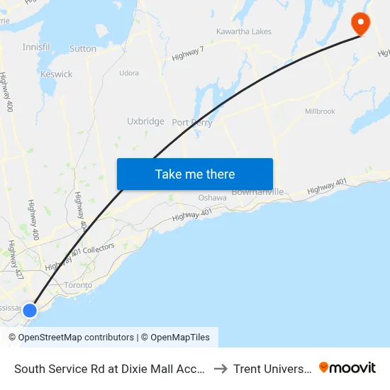 South Service Rd at Dixie Mall Access to Trent University map