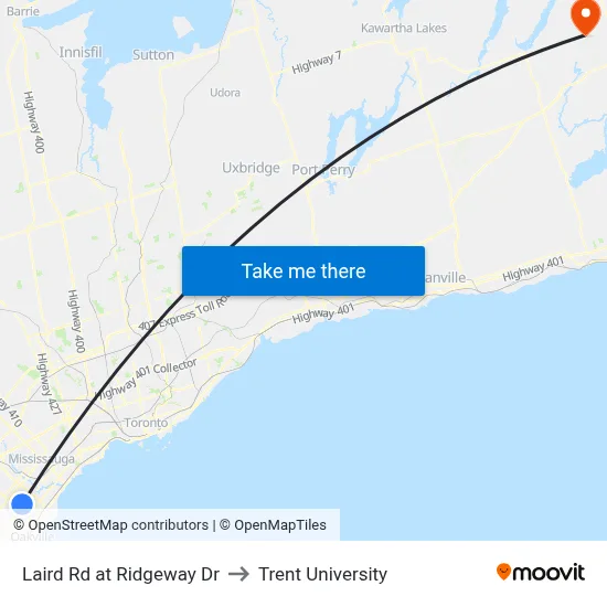 Laird Rd at Ridgeway Dr to Trent University map