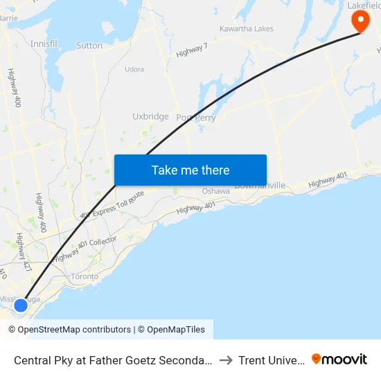 Central Pky at Father Goetz Secondary School to Trent University map