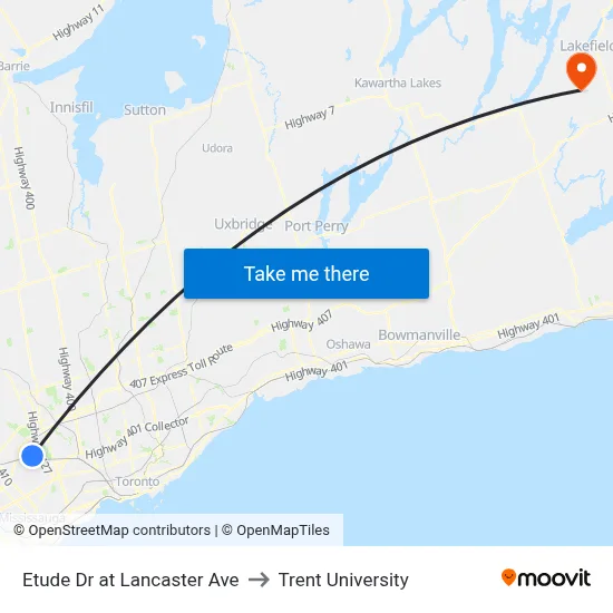 Etude Dr at Lancaster Ave to Trent University map