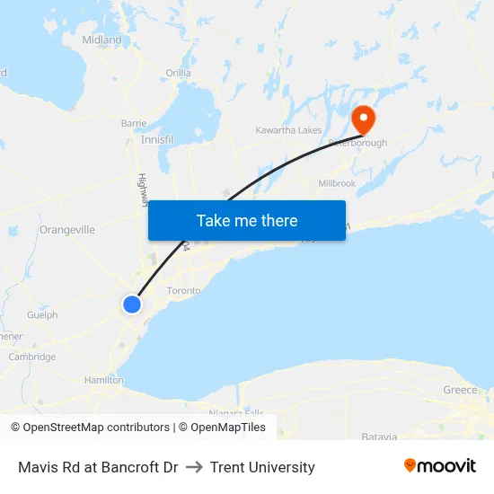 Mavis Rd at Bancroft Dr to Trent University map