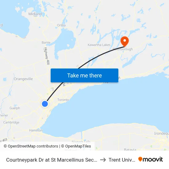 Courtneypark Dr at St Marcellinus Secondary School to Trent University map