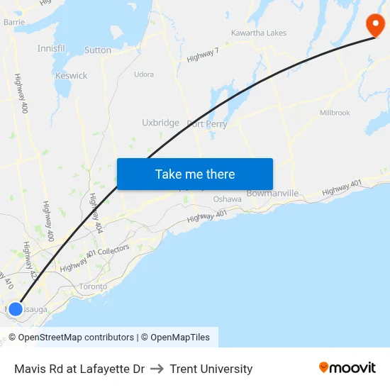 Mavis Rd at Lafayette Dr to Trent University map