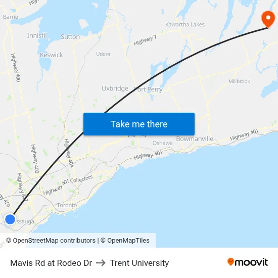 Mavis Rd at Rodeo Dr to Trent University map