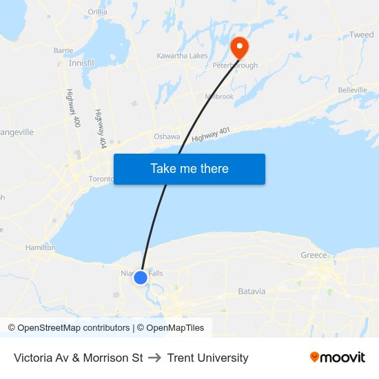 Victoria Av & Morrison St to Trent University map