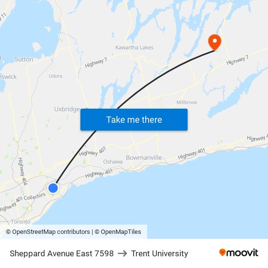 Sheppard Avenue East 7598 to Trent University map