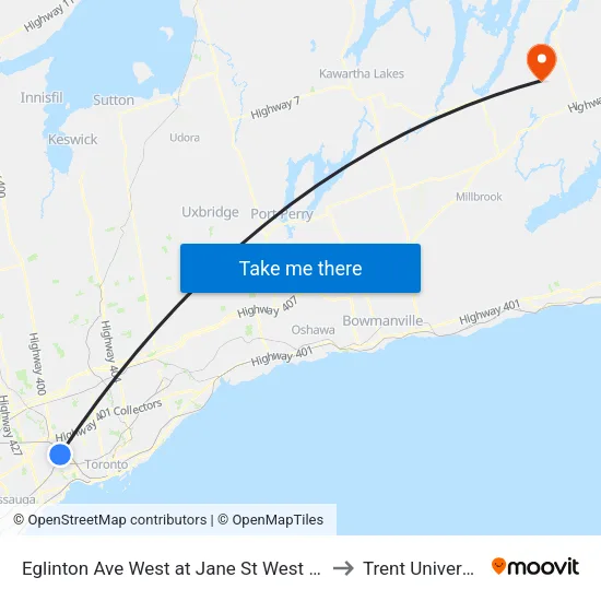Eglinton Ave West at Jane St West Side to Trent University map