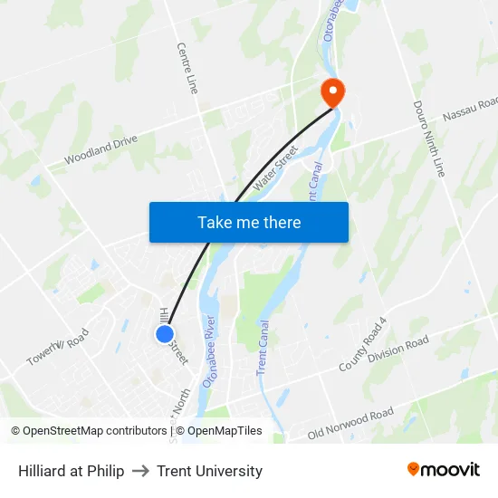 Hilliard at Philip to Trent University map
